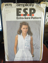 Vintage Simplicity ESP 8972 Misses Dress & Sash Pattern - Size 10 - £5.92 GBP