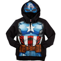 Marvel Comics Boys&#39; Super Hero Fleece Hoodie with Mask – Captain America - £15.81 GBP