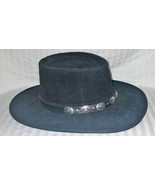 Vintage Henschel Leather &quot;Dude&quot; Hat w/ Nickel Conches 7 1/4 to 7 3/8 Bla... - $69.99