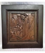 Asian Carved Wood Panel of Samurai Warriors 17&quot; x 18&quot; - $1,856.23 MXN