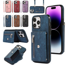 For iPhone 15/14/13/12/11/X/8 Leather wallet Flip back Case - £41.83 GBP