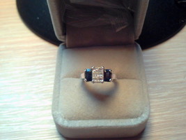 	Estate 10 K Sapphire Diamond Ring~L@@K ~Channel~Sz 5 - £255.65 GBP