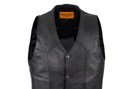 Men&#39;s Plain Cowhide Vest Motorcycle Apparel Leather Vest Gun Pockets - £50.32 GBP+