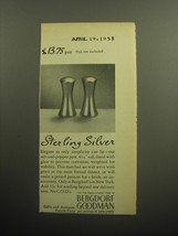 1958 Bergdorf Goodman Salt and Pepper Set Advertisement - $18.49
