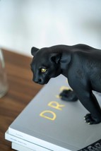 Panther Sculpture Black Animal Figurine Home Decor Width 12 inch - $68.00