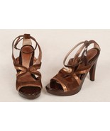 NEDA BEBE BROWN SUEDE PATENT LEATHER BRONZE REPTILE PRINT 7 37 WOMENS SH... - $10.56 CAD