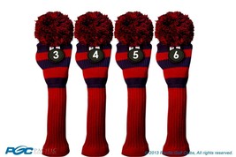 Hybrid classic golf club headcover New 4 pc BLUE RED 3 4 5 6 KNIT Head cover - £31.15 GBP