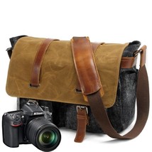 Mens Vintage Canvas Leather Shoulder Bags Waterproof Camera Bags - £82.23 GBP