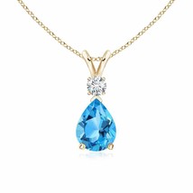 Authenticity Guarantee 
ANGARA 1.65Ct Swiss Blue Topaz Pendant Necklace with ... - £474.19 GBP