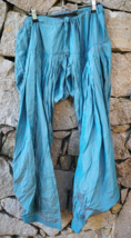Salwar Pants Blue Silk Women Used Indian Harem Trousers Ethnic Small Medium - £12.17 GBP