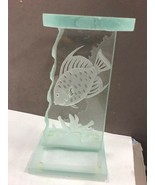 GREEN GLASS ETCHED STAND FISH  Horizontal vertical Bathroom kitchen knic... - £23.52 GBP