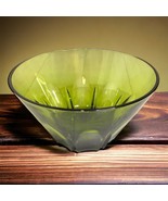 Vtg Avocado Green Glass Serving Dish Mid-Century Modern Sunburst Detail ... - $16.82