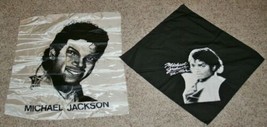 Lot Of 2 Vintage Michael Jackson 1980s Thriller Bandana &amp; Satin Tapestry - £13.22 GBP