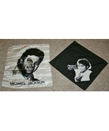 Lot of 2 Vintage MICHAEL JACKSON 1980s Thriller BANDANA &amp; Satin TAPESTRY - $16.82