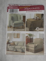 Simplicity 5383 Pattern Traditional Slipcovers Chair Ottoman Sofa Couch Uncut - £5.54 GBP