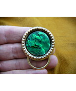 (#E737) Abalone shell GREEN Eyeglass brass holder pin badge - $39.64 CAD