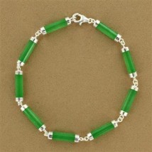 Genuine Jade In 925 Sterling Silver Bracelet - £38.28 GBP