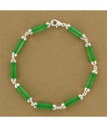 GENUINE JADE IN 925 STERLING SILVER BRACELET - £37.54 GBP