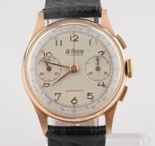 La Phare 18k Rose Gold Men&#39;s Hand-Windng Chronograph 17 Jewel Watch Leat... - £2,556.17 GBP
