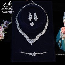 Fashion Bridal Jewelry Set Ladies Wedding Zircon Necklace Earrings Bracelet Ring - £54.73 GBP