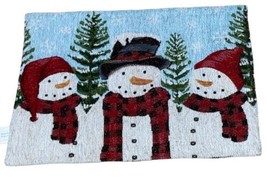 Set of 4 St. Nicholas Square Snowman &amp; Snowflake Placemats Tapestry &amp; Gl... - $23.01