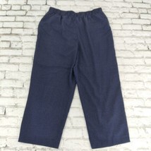 Koret Pants Womens Large Blue Polka Dot Pull On Pockets Casual Capri Crop Boho - £17.29 GBP
