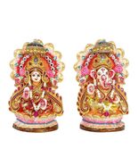 Handmade Laxmi Ganesha Pair Idol for Home or Office Pooja Terracotta Col... - $79.99