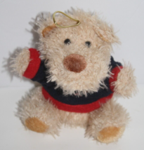 Hugfun Teddy Bear Dog 5&quot; Beige Plush Christmas Shirt Soft Toy Ornament S... - £9.14 GBP