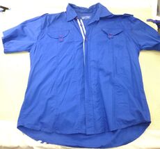 Evolution In Design Blue Button-Up Shirt 2XL With Pocket Flaps &amp; Striped... - $9.50
