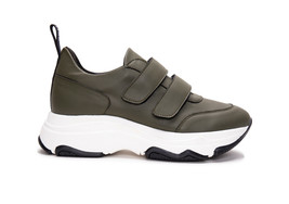 Vegan sneaker chunky maxi sole low-top hook-and-loop trainer breathable lined - £110.17 GBP