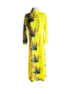 NWOT Vietnamese Yellow Cherry Blossoms with Birds Print Ao Dai Dress Size 6 - $29.95