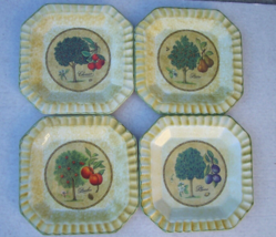 4 Ceramica Due Torri 9 1/2&quot; Fruit Plates Pottery Octagon Ceramic Italy Vintage - £75.54 GBP