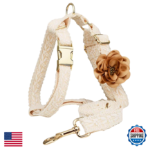 HQREA White Dog Harness &amp; Leash Set, Adjustable Lace for Small Girl Dogs - $52.19