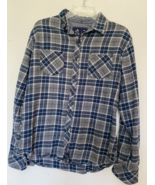 RUGBY UNIVERSITY Mens Button Front Shirt Blue Gray Plaid Long Sleeve Siz... - $8.22 CAD