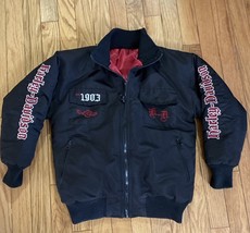Youth/Unisex Harley Davidson Black Bomber Jacket Sz 10/12 Embroidered Wings - $47.17 CAD