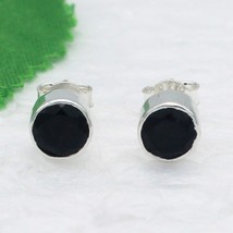 925 Argent Sterling Noir Naturel Tourmaline Boucles D&#39;Oreilles Handmade Jewelry - $32.95