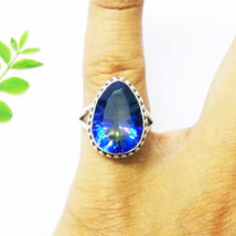 925 Sterling Silver Mystic Topaz Ring Handmade Jewelry Birthstone Ring All Size - £30.43 GBP