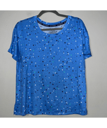 Joyspun Women&#39;s Medium Viscose Star Print T-Shirt Blue - $147.57 MXN