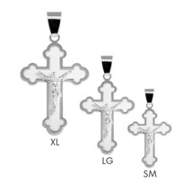 925 Sterling Silver Budded Cross Crucifix Religious Pendant Necklace - £23.62 GBP+