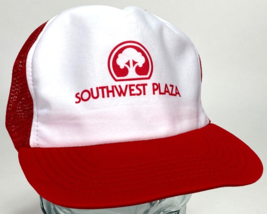 SOUTHWEST PLAZA Hat-Littleton CO Mall-Mesh-Snapback-Trucker Cap-Red-Vintage - $18.70