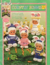 Country Bunnies [Fibre Craft FCM 417] Crochet Sunny outfits for 5.5" 4.5" dolls - $8.56