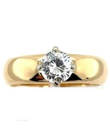 Cubic Zirconia Solitaire Ring REAL Solid 14 k Yellow Gold 5.2 g Size 6.75 - $705.90 CAD