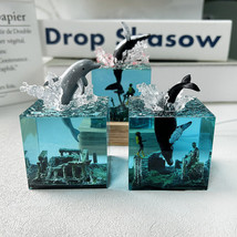 Ocean Whale Resin Ornament Dolphin Beside Night Light Gift - £36.19 GBP