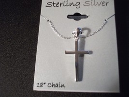 Plain Cross With Sterling Silver 18&quot; Chain - £11.98 GBP