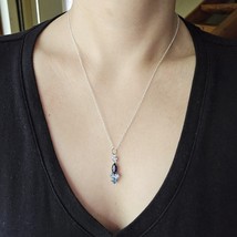 Vintage Dainty Silver Blue Rhinestone Necklace - $29.99