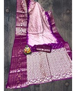 Pure Handmade Bandhej Kanjivaram Silk Saree,Kanjivaram Border With Zari ... - $120.00