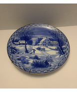 Vintage Currier &amp; Ives Blue &amp; White Plates Homestead Winter Wilderness S... - $681.23 MXN