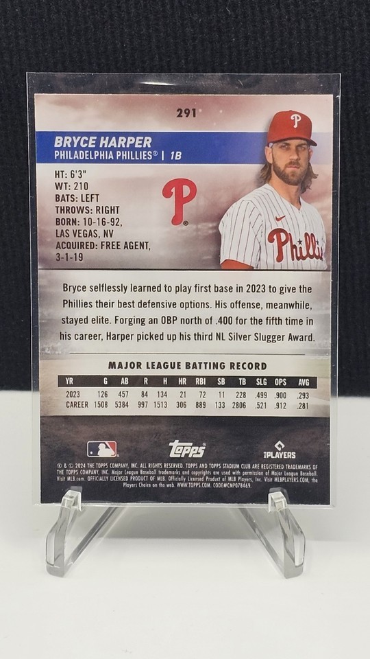 Bryce Harper 2024 Topps Stadium Club ChromeOrange Refractor #/99 Phillies #291 Item image 2