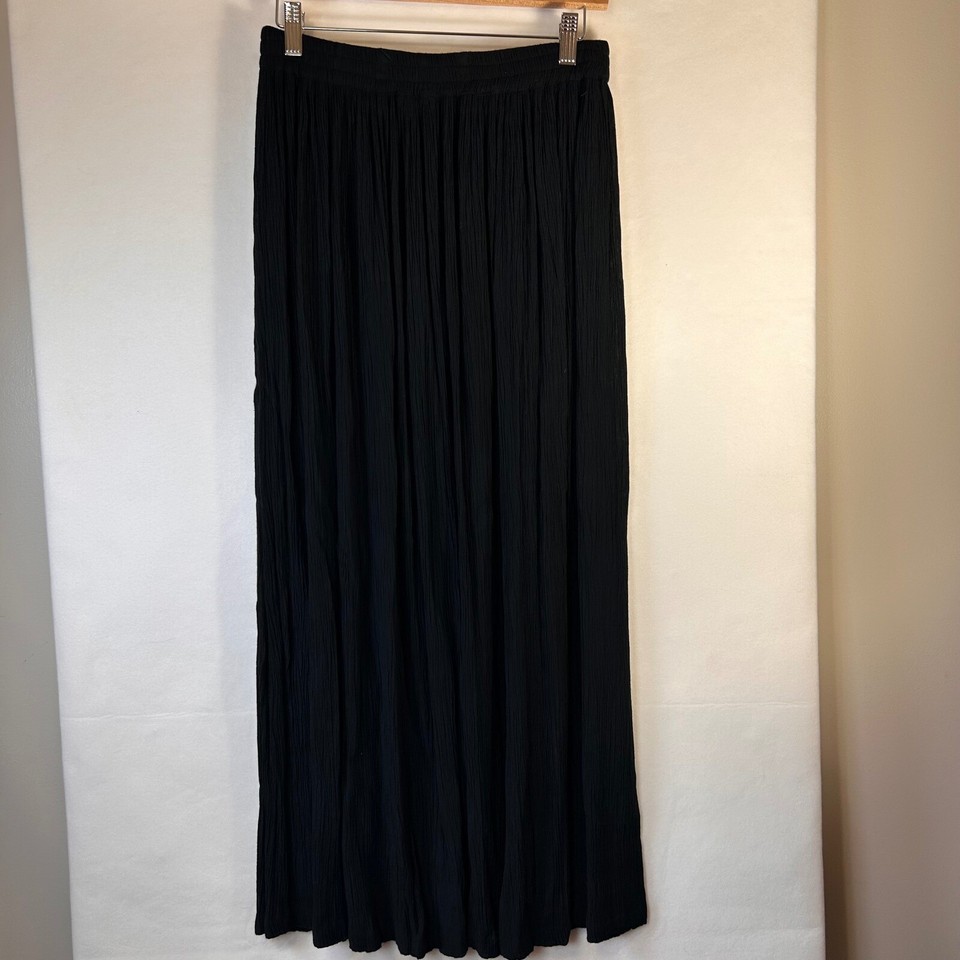 GAP Maxi Skirt Black Pleated Flowy Casual Everyday Skirt Size M - £28.17 GBP