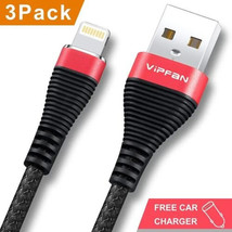 Vipfan Iphone Charger Charging Cables 3 Pack Black Brand New - £6.22 GBP